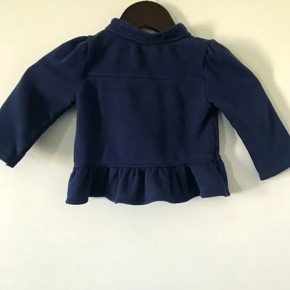 Tommy Hilfiger Kids Blue Jacket With Peplum Hem Ruffles @ Chest Size 24 Months